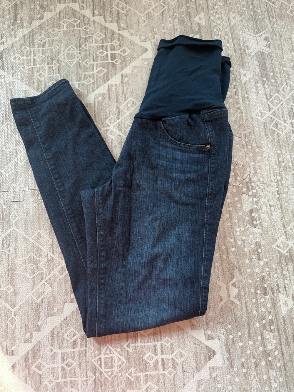 Maternity Dark Indigo Stretch Jeggings with Over-Belly Panel